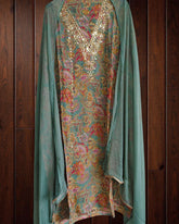 Soft Organza Suit Set with Mirror Sequin Hand Work – Unstitched Grace